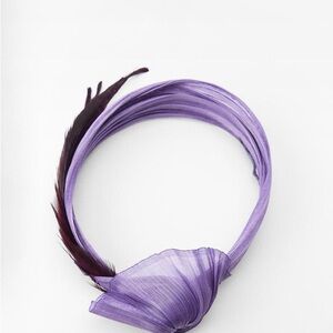 Zara Purple Satin Hair Accessory with Feather Design